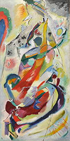 Vasily Kandinsky, Panel for Edwin R. Campbell No. 1. 1914. Oil on canvas, 64 x 31 1/2&quot; (162.5 x 80 cm). Mrs. Simon Guggenheim Fund.