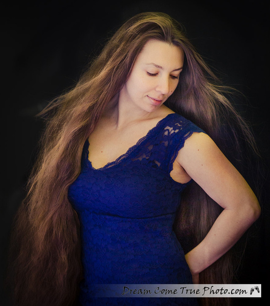 Dream Come True Photo Artistic Contemporary Authentic Portrait of a beautiful girl in her thirties with uniquely long hair.  Moms exist in family images!